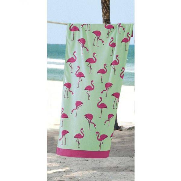 Toalha de Praia Dohler Velour 100 Algodão Multi Flamingos