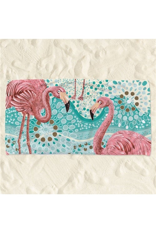 Toalha de Praia Flamingos Pump Up