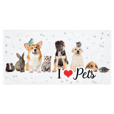 Toalha de Praia Lepper -Aveludada Transfer I Love Pets