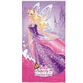 Toalha Importada Aveludada Infantil Lepper Barbie Butterfly - Lilás