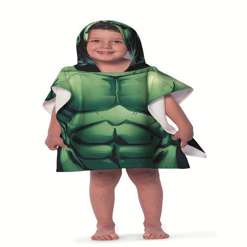 Toalha Poncho Infantil com Capuz Personagem Hulk - Lepper