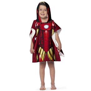 Toalha Poncho Infantil Estampada com Capuz Avengers Iron Man - Lepper - Vermelho