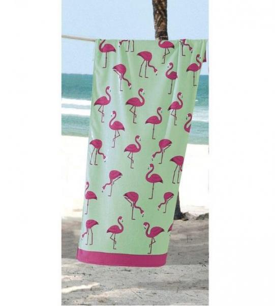 Toalha Praia Velour Estampado Multi Flamingos 09876 Dohler