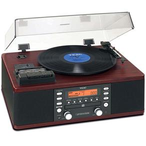 Toca-discos Teac LP-R550USB com CD Player, Toca-fitas, Entrada USB, Entrada Auxiliar e Rádio AM/FM - 7W