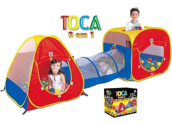 Toca Infantil com Túnel 3x1 com 150 Bolinhas Barraca Cabana - Braskit