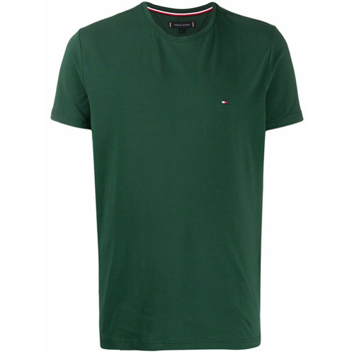 Tommy Hilfiger Camiseta Slim com Bordado de Bandeira - Verde