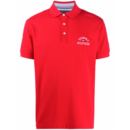 Tommy Hilfiger Logo Embroidered Polo Shirt - Vermelho