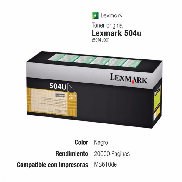 Toner Original Preto Lexmark 50f4u00 - 504u - 504