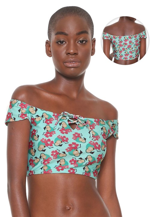 Top Cropped Agua Doce Paradise Verde