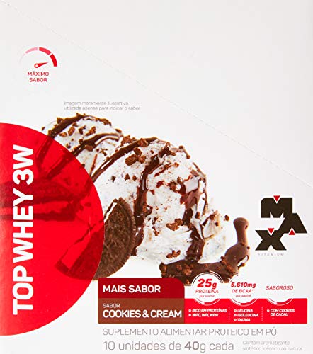 Top Whey 3W - 10 Sachês 40g Cookies & Cream - Max Titanium, Max Titanium