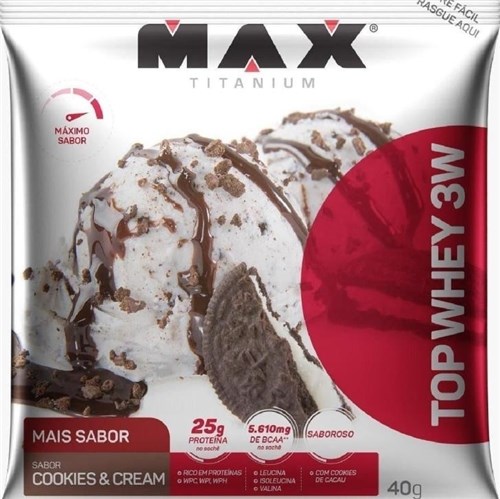 Top Whey 3W Mais Sabor Sachê Cookies - Max Titanium