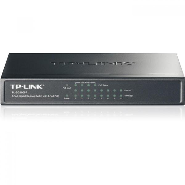 Tp-Link Switch 8 Portas Gigabit 10/100/1000 - com 4 Portas Poe - Tl-Sg1008p