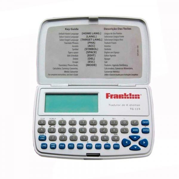 Tradutor Eletrônico Franklin TG 115 - 8 Línguas, Agenda, Calculadora, Conversor Métrico e Moeda