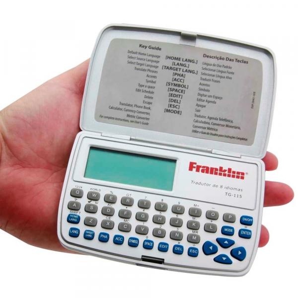 Tradutor Eletrônico Franklin TG-115 com 8 Línguas com Agenda, Calculadora e Conversor Métrico e Moed - Xdgtl