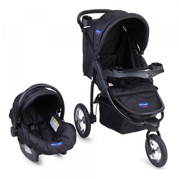 Travel System Prime Baby Triciclo Velloz 3 Posições - Preto