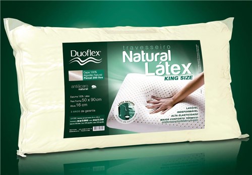 Travesseiro 100% Látex Natural King Size - 50 X 90 Cm - Duoflex