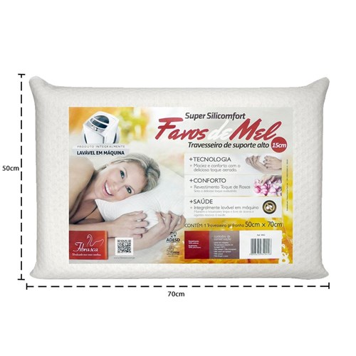 Travesseiro Alto Favos de Mel Lavável para Dormir 50X70cm Fibrasca