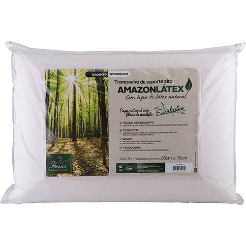 Travesseiro Amazon Látex de Poliuretano com Capa Eucaliptus em Viscose: Médio - Fibrasca