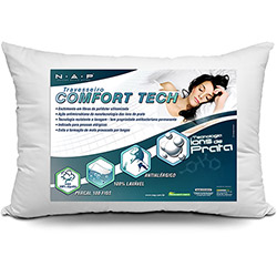 Travesseiro Antialérgico Comfort Tech C/ Tecnologia de Íons de Prata - Capa 100% Algodão - Percal 180 Fios - Nap 