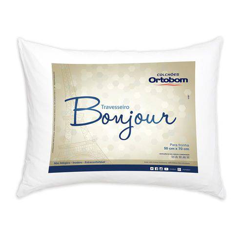 Travesseiro Bonjour Fibra Siliconizada Antialérgico 50 X 70cm - Ortobom