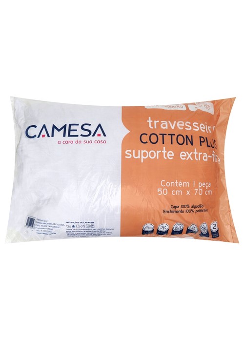 Travesseiro Camesa Cotton Plus 180 Fios 50x70 Suporte Extra-firme