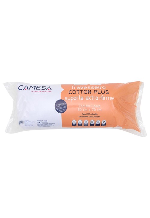 Travesseiro Camesa  Cotton Plus 180 Fios Rolinho 50X70 Suporte Extrafirme
