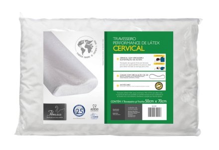 Travesseiro Cervical Performance de Látex 50x70cm Fibrasca