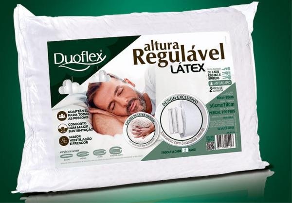 Travesseiro de Altura Regulável - 100 Látex - Duoflex - 50 X70 Cm