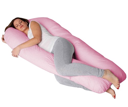 Travesseiro de Corpo Gigante Formato U com Fronha Rosa