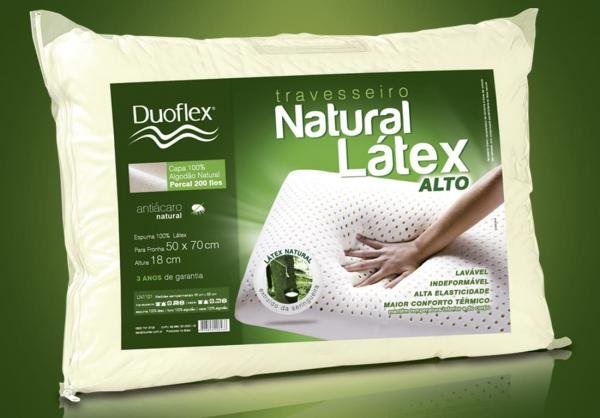 Travesseiro de Látex 200 Fios - Alto - Duoflex - 100 Látex - 50 X 70 Cm