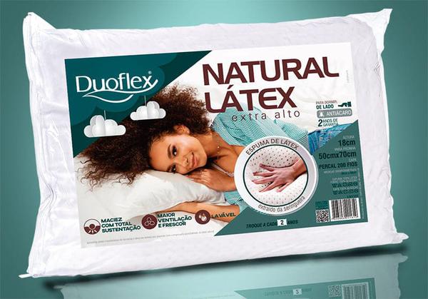 Travesseiro de Látex 200 Fios - Alto - Duoflex - 100% Látex - 50 X 70 Cm