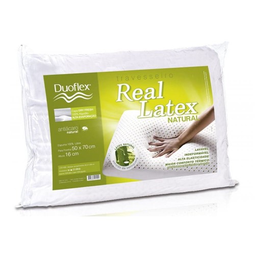 Travesseiro de Látex Capa 100% Algodão Dry Fresh 100% Látex 50 X 70 Cm Duoflex