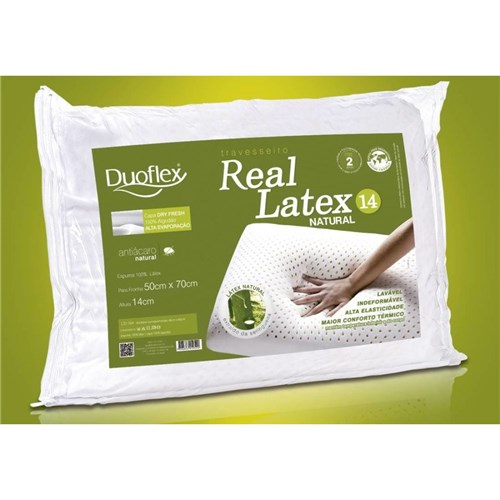 Travesseiro de Látex Capa 100% Algodão Dry Fresh Baixo 50 X 70 Cm Duoflex
