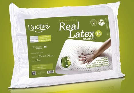 Travesseiro de Látex Capa 100% Algodão Dry Fresh - Baixo - Duoflex - 50 X 70 Cm
