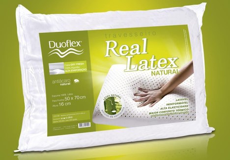 Travesseiro de Látex Capa 100% Algodão Dry Fresh - Duoflex - 100% Látex - 50 X 70 Cm