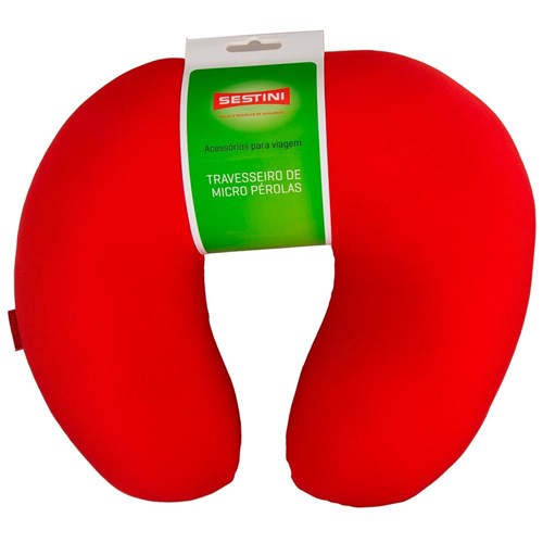 Travesseiro de Pescoço de Viagem Anatômico Micro Pérola Vermelho Sestini