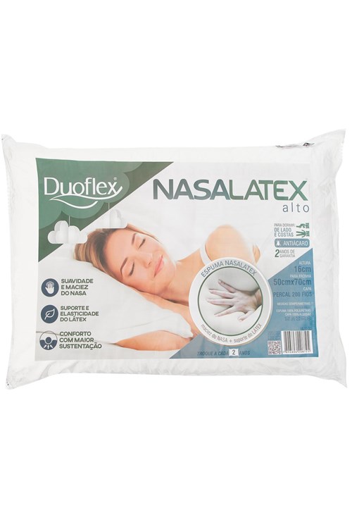 Travesseiro Duoflex Nasa Látex Percal 200 Fios 50x70cm Branco