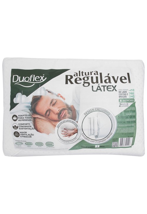 Travesseiro Duoflex Regulável Látex Branco