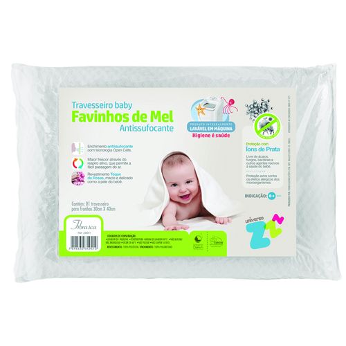 Travesseiro Favinhos Baby Antissufocante Lavável 30x40 Fibra