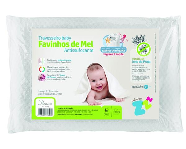 Travesseiro Favinhos Baby Antissufocante Lavável 30x40 Fibrasca - Z4941