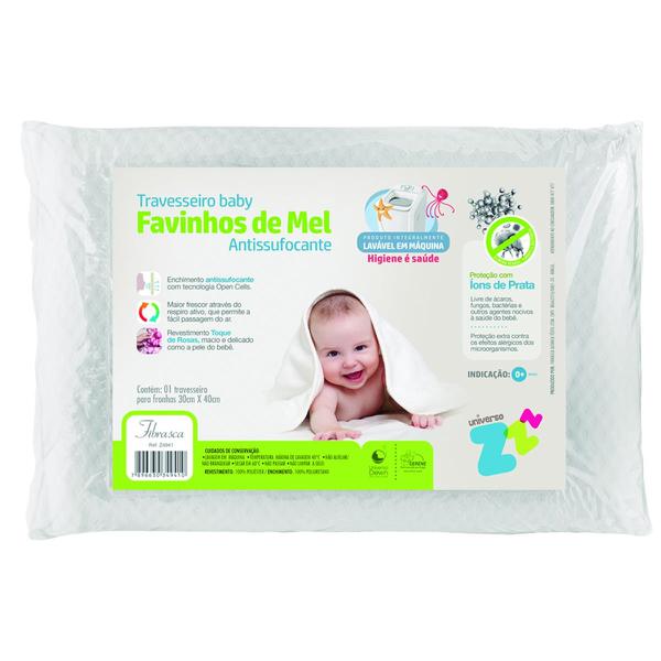 Travesseiro Favinhos Baby Antissufocante Lavável 30x40 - Fibrasca