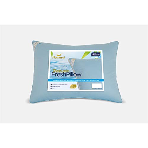 Travesseiro Fibra Siliconizada Fresh Pillow Azul com Branco - Plumasul