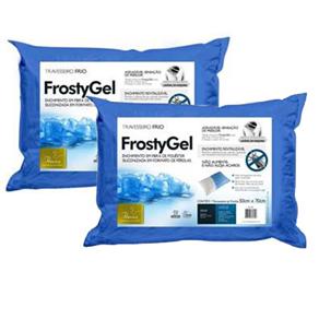 Travesseiro Fibrasca Frio FrostyGel Fibra - Azul - 2 Travesseiros
