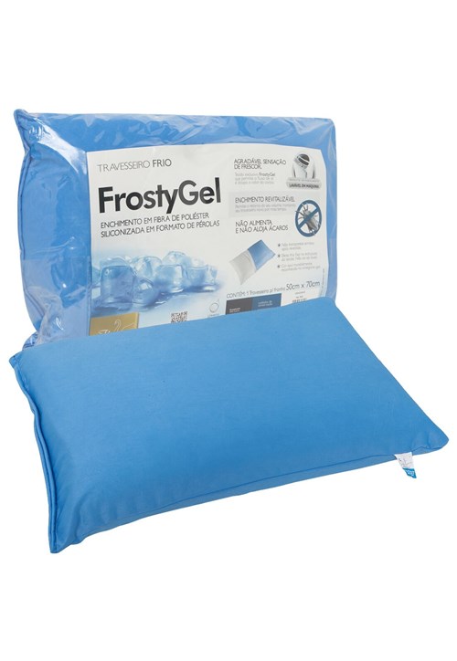 Travesseiro Fibrasca Frio Frostygel Lavável 50x70cm Azul