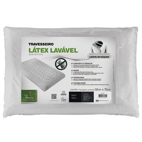 Travesseiro Fibrasca Látex Plus Sintético Lavável em Malha 50 X 70 Cm - Branco