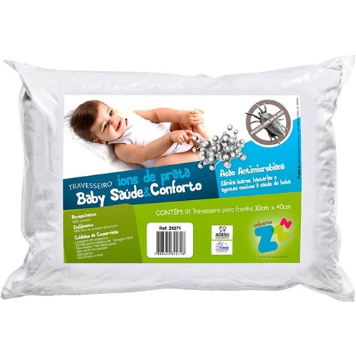 Travesseiro Íons de Prata Baby Lavável - Fibrasca Branco