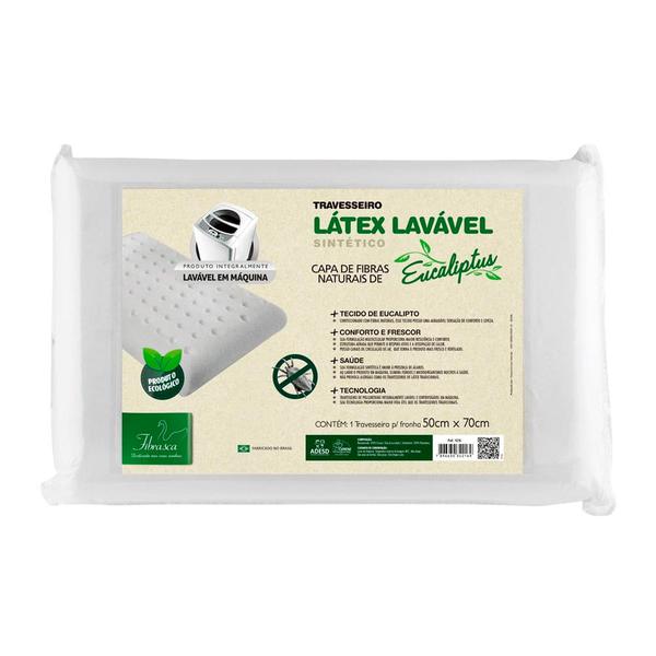 Travesseiro Látex Fibrasca Antiácaro Lavável Sintético Eucaliptus 4216