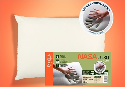 Travesseiro NASA Luxo ViscoelÃ¡stico - 50 X 70 Cm - Duoflex - Incolor - Dafiti