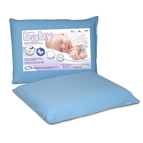 Travesseiro Nasa Nap Baby C/ Capa 100 Algodão - Azul