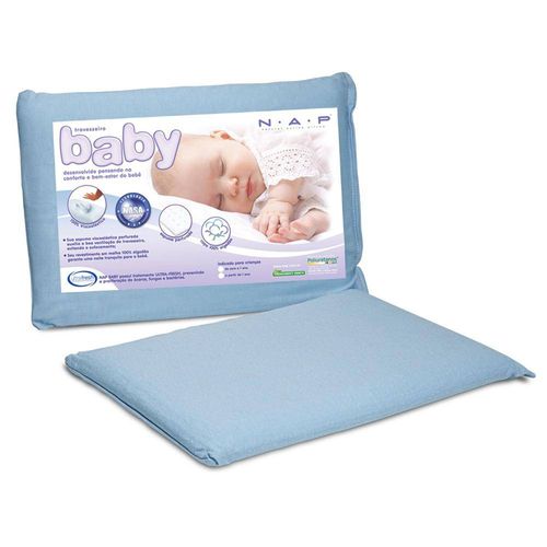 Travesseiro Nasa Nap Baby Rn C/ Capa 100 Algodão - Azul